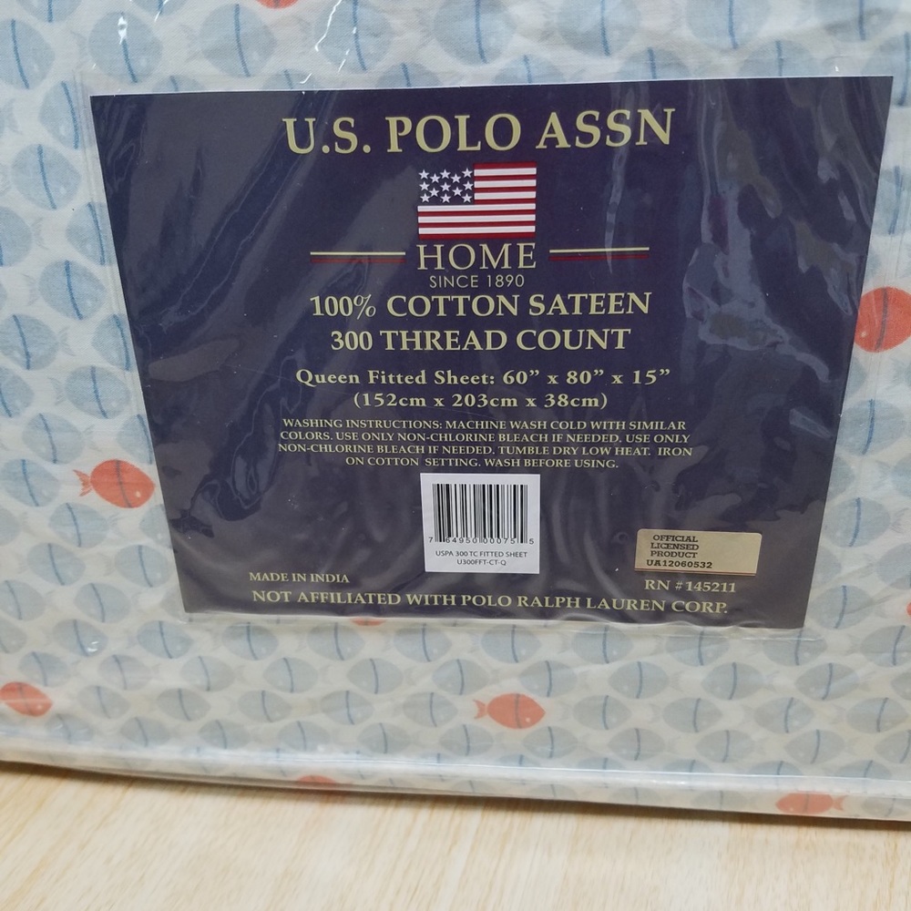 NWT Queen Cotton CUTE FISH Sheet Set US Polo Assn